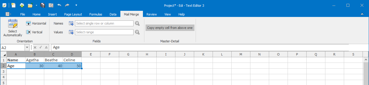 Horizontal data orientation